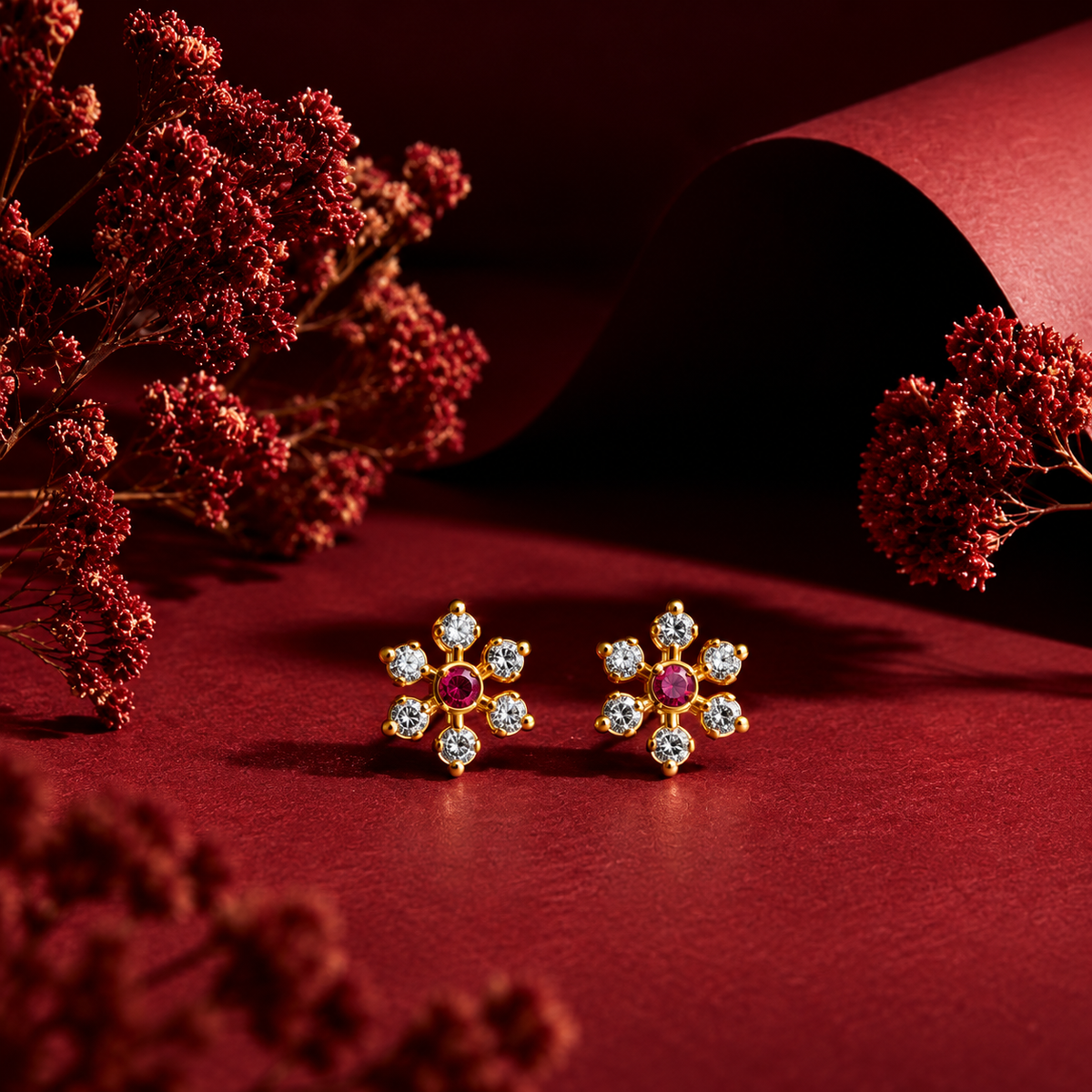 Panchaloha CZ & Ruby Studs