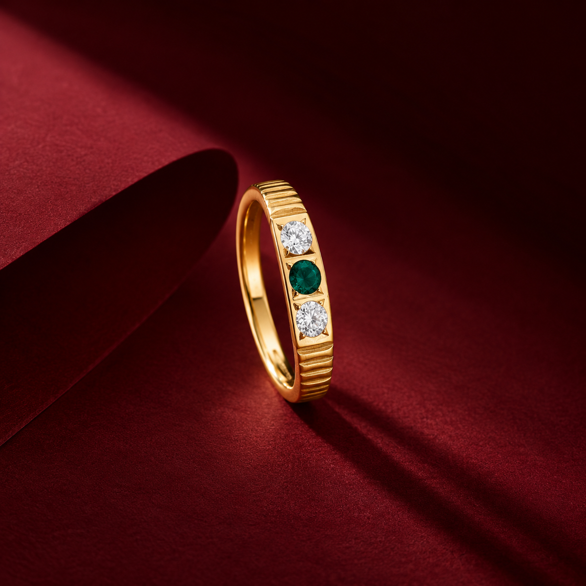 Panchaloha Ring CZ & Emerald