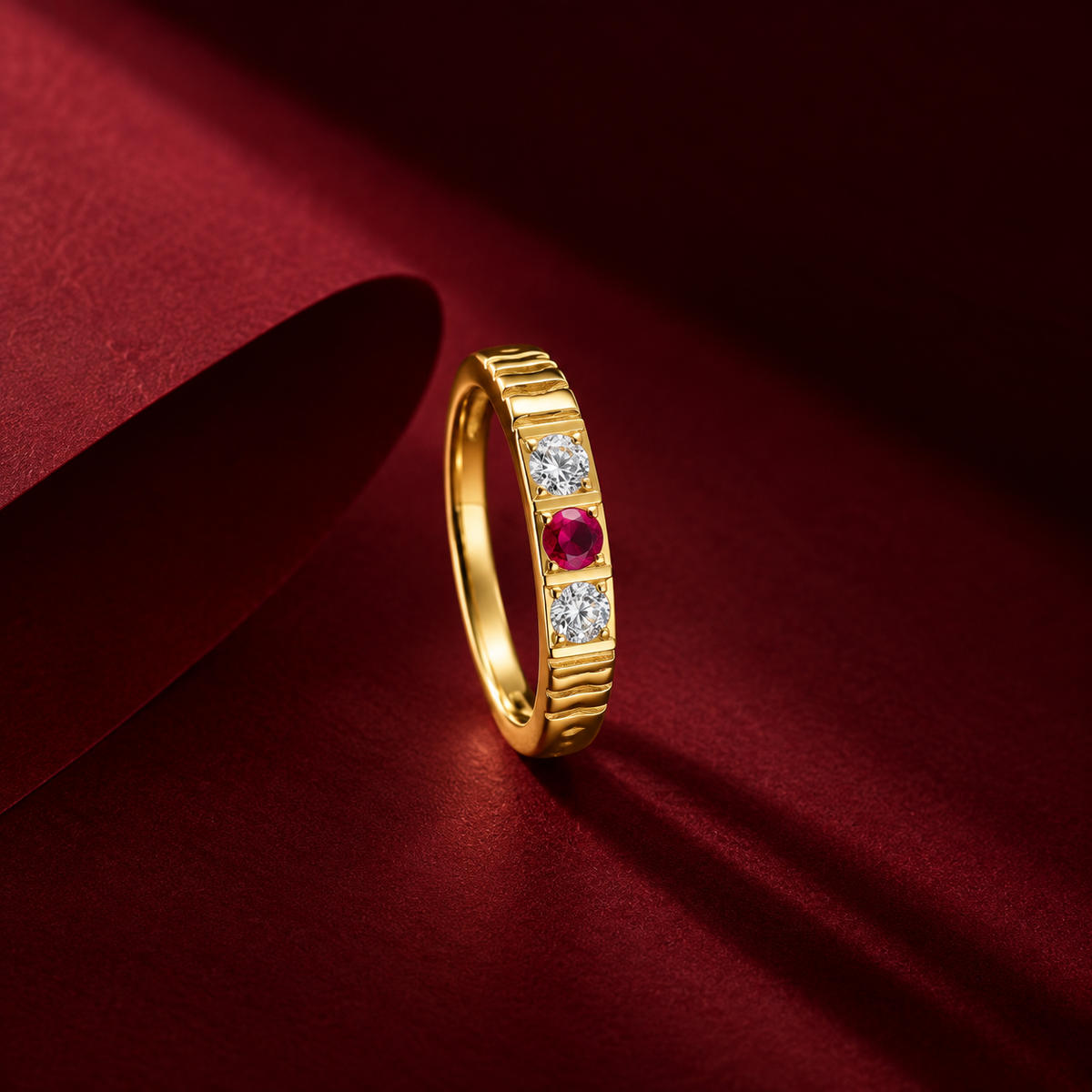Panchaloha Ring CZ & Ruby